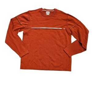 Vtg Arizona Jean Sweater Mens L Orange 1 Stripe Y2K Preppy Cotton Boho Cottage
